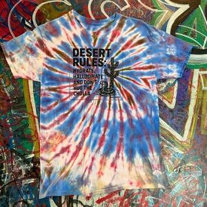 Custom Tie-Dye ‘Desert Rules: Hydrate, Hallucinate, Don’t hug the Cholla’ Tee